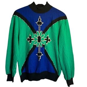 ST. JOHN Sportswear Marie Gray Womens Medium Embellished Maltese Cross Wool M